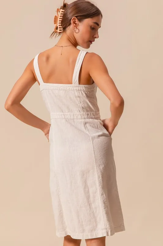 SO ME Button Down Pocket Front Pinafore Dress - Image 3