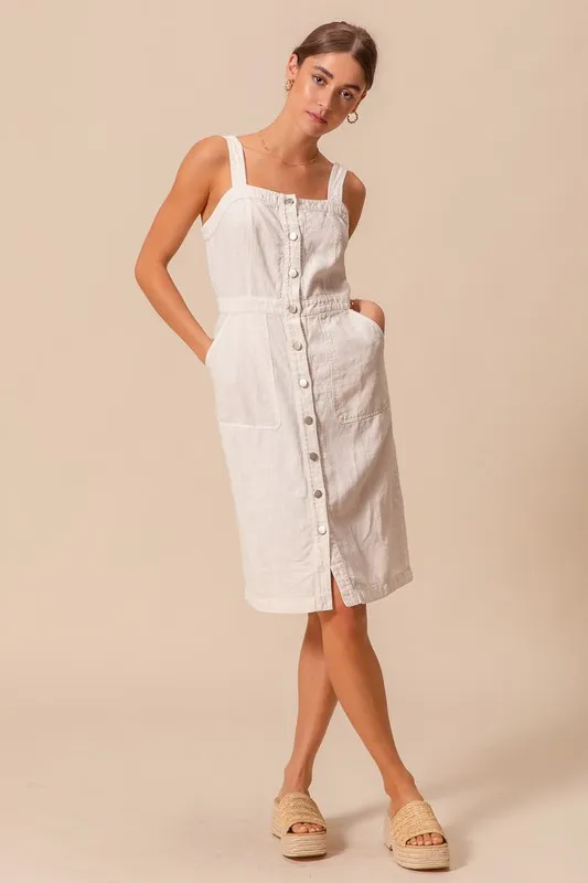 SO ME Button Down Pocket Front Pinafore Dress - Image 4