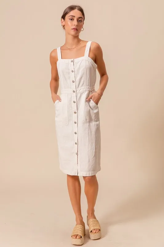 SO ME Button Down Pocket Front Pinafore Dress - Image 5