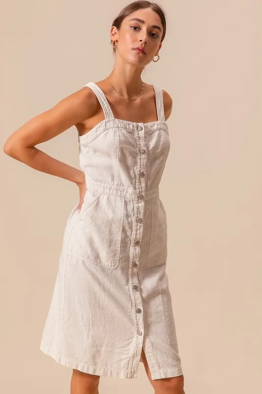 SO ME Button Down Pocket Front Pinafore Dress - Image 6