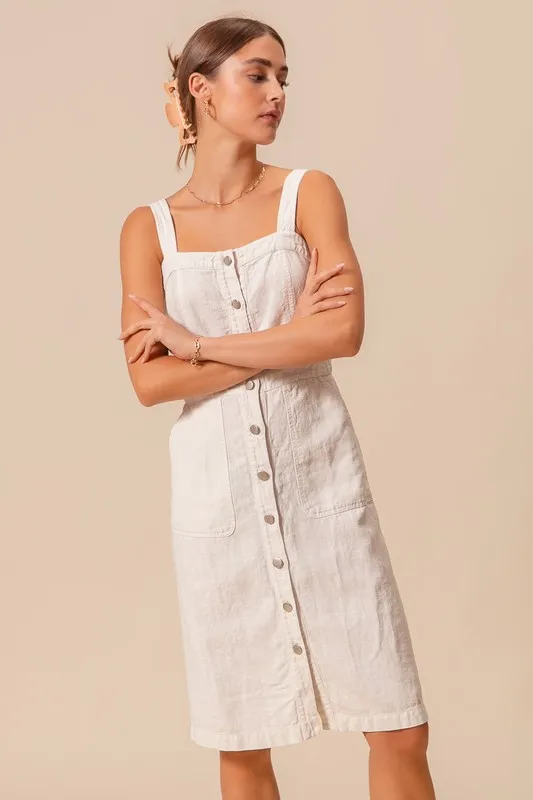 SO ME Button Down Pocket Front Pinafore Dress - Image 7