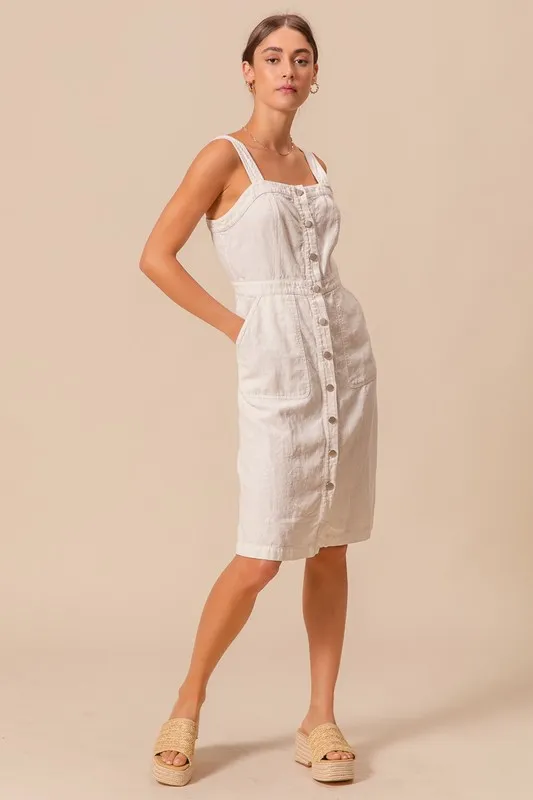 SO ME Button Down Pocket Front Pinafore Dress - Image 8