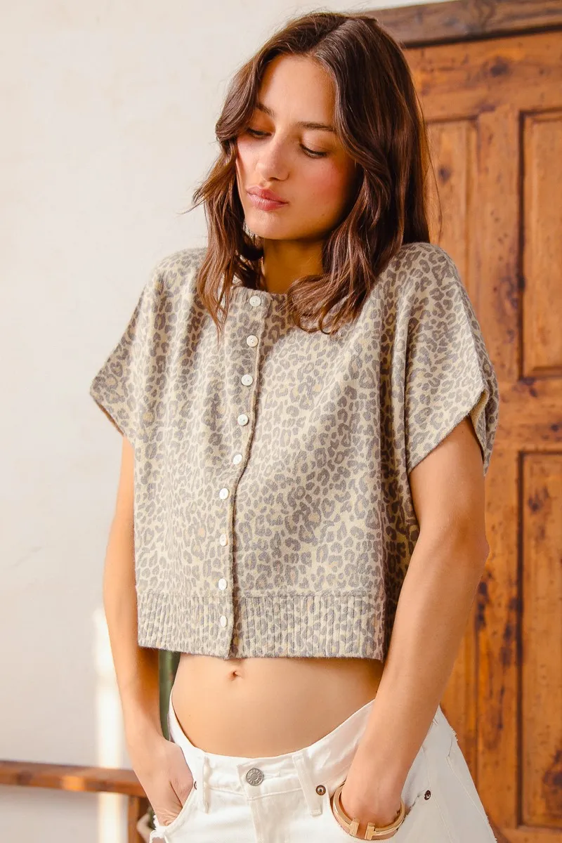 SO ME Leopard Print Button Front Sweater Cardigan - Image 4