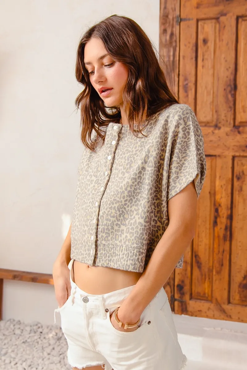SO ME Leopard Print Button Front Sweater Cardigan - Image 7