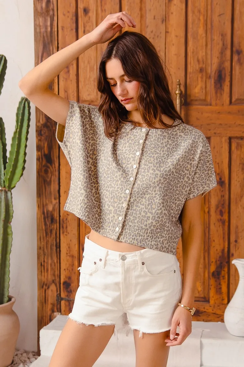 SO ME Leopard Print Button Front Sweater Cardigan - Image 8