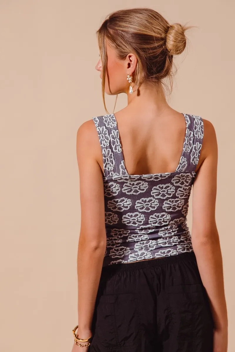 SO ME Two Tone Floral Seamless Tank Top - Image 3
