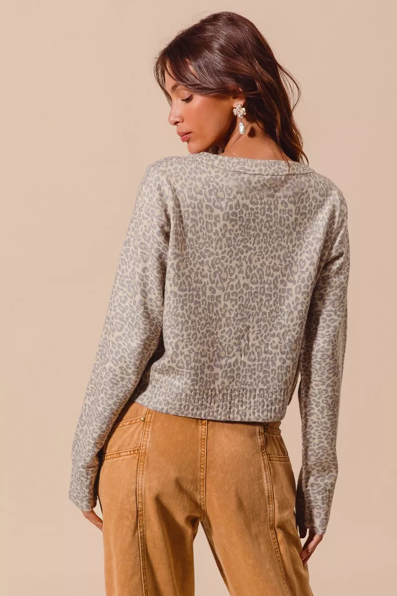 SO ME Two Tone Leopard Vintage Print Button Up Cardigan - Image 10