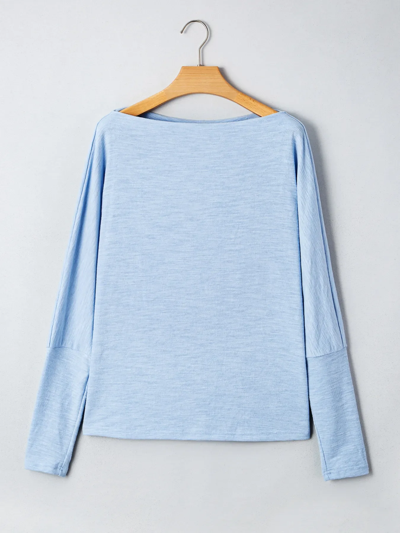 Solid Color Batwing Long Sleeve Top - Image 2