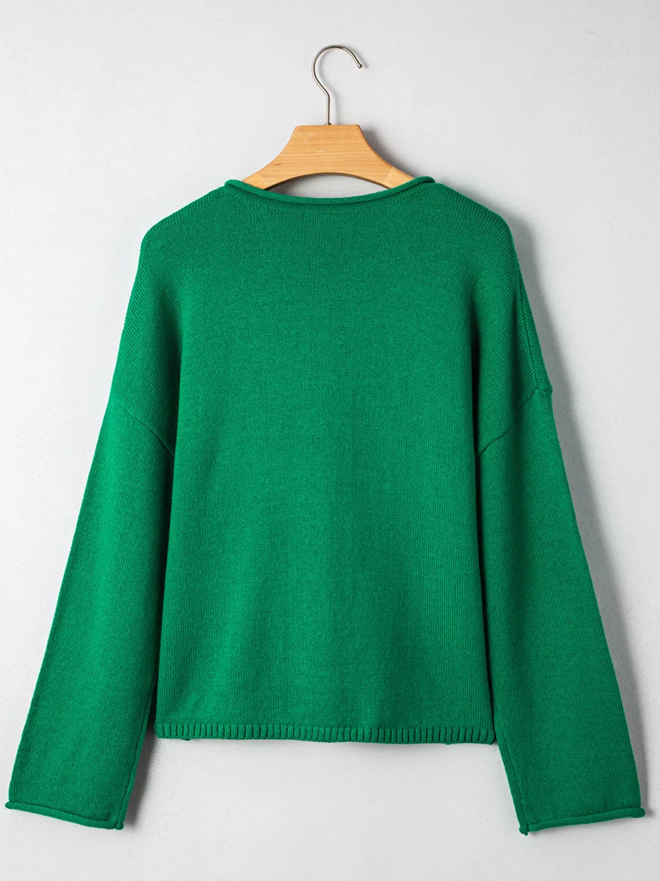 Solid Color Knit Button Drop Shoulder Sweater Cardigan - Image 7