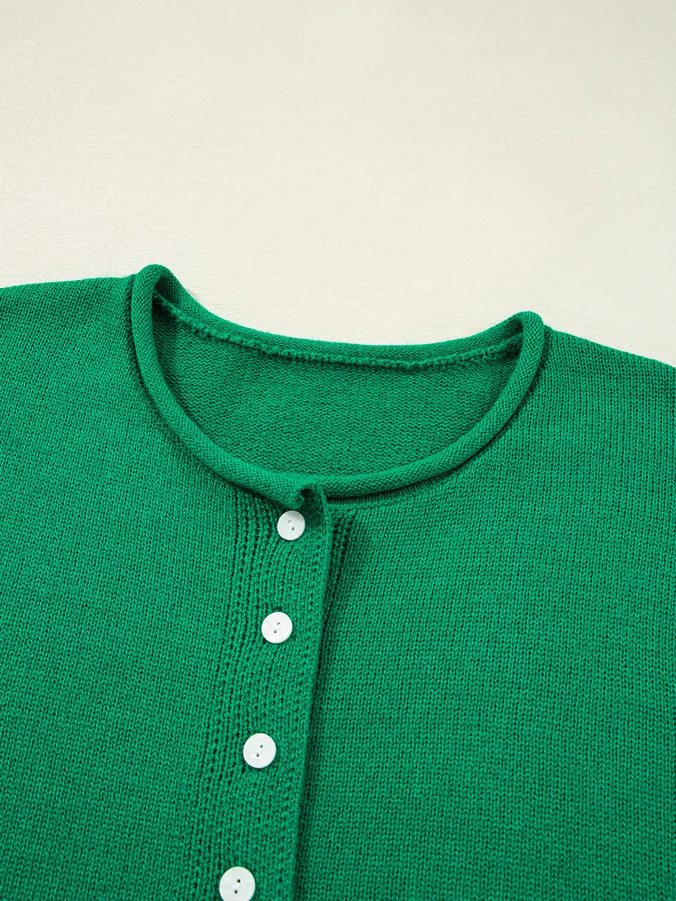 Solid Color Knit Button Drop Shoulder Sweater Cardigan - Image 8