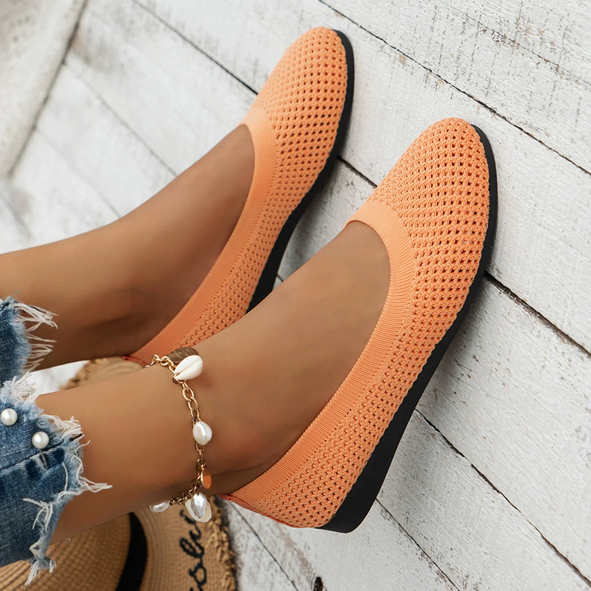 Solid Color Mesh Flat Slip-Ons - Image 6