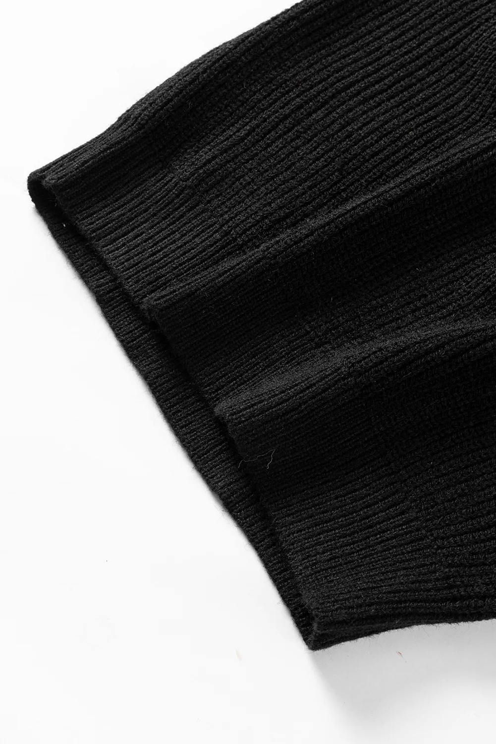 Solid Color Notched Long Sleeve Sweater - Image 10