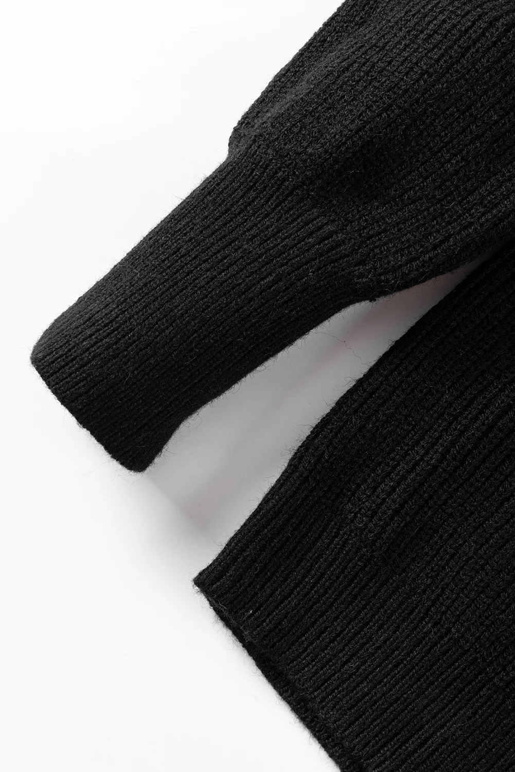 Solid Color Notched Long Sleeve Sweater - Image 7