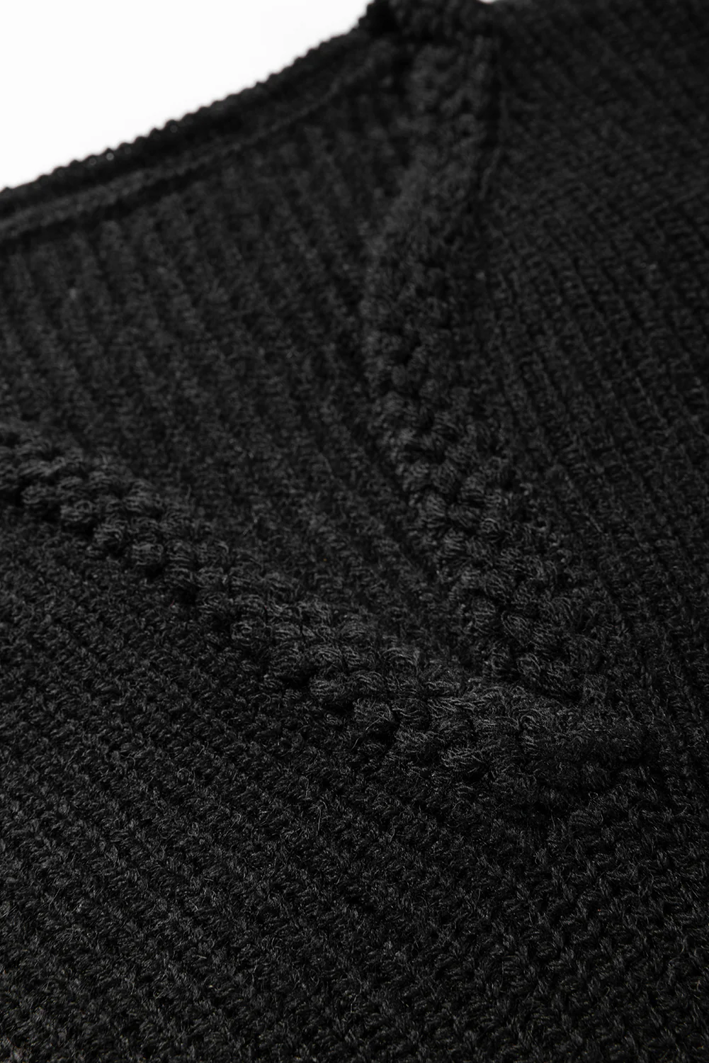 Solid Color Notched Long Sleeve Sweater - Image 8