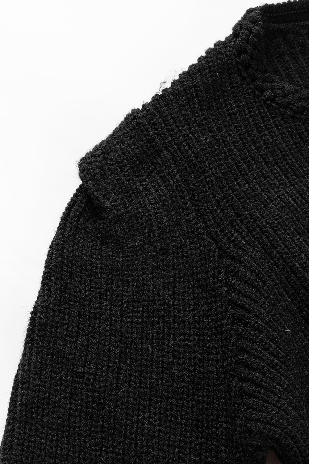 Solid Color Notched Long Sleeve Sweater - Image 9
