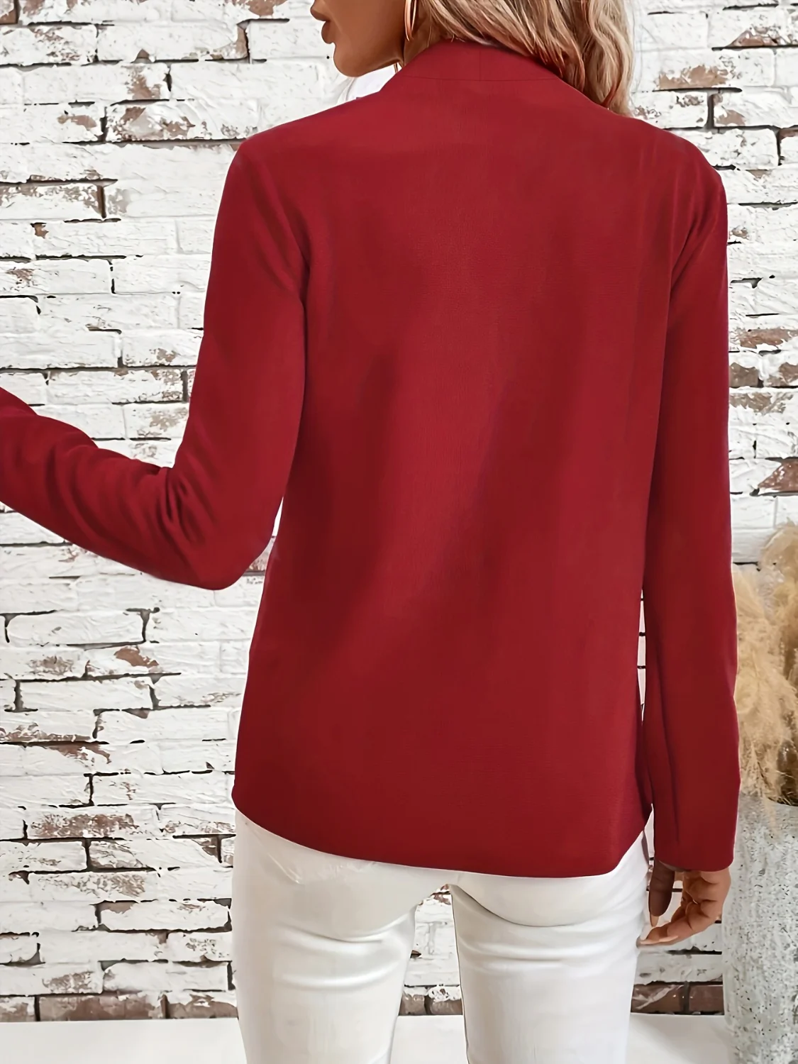 Solid Color Open Front Long Sleeve Cardigan - Image 3