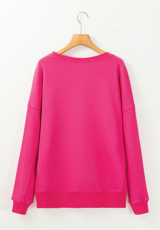 Solid Color Round Neck Long Sleeve Sweatshirt - Image 14