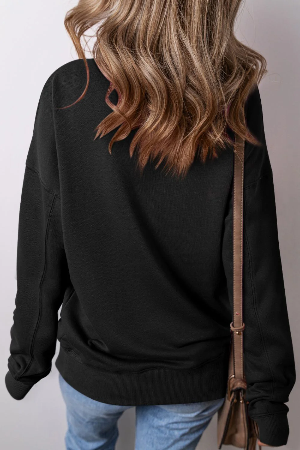 Solid Color Round Neck Long Sleeve Sweatshirt - Image 21