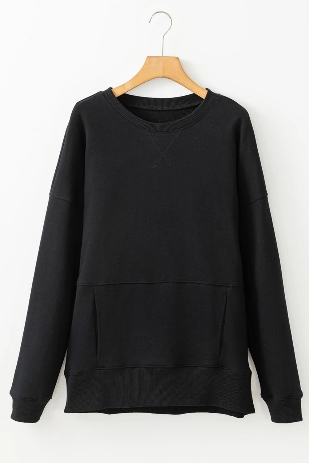 Solid Color Round Neck Long Sleeve Sweatshirt - Image 22