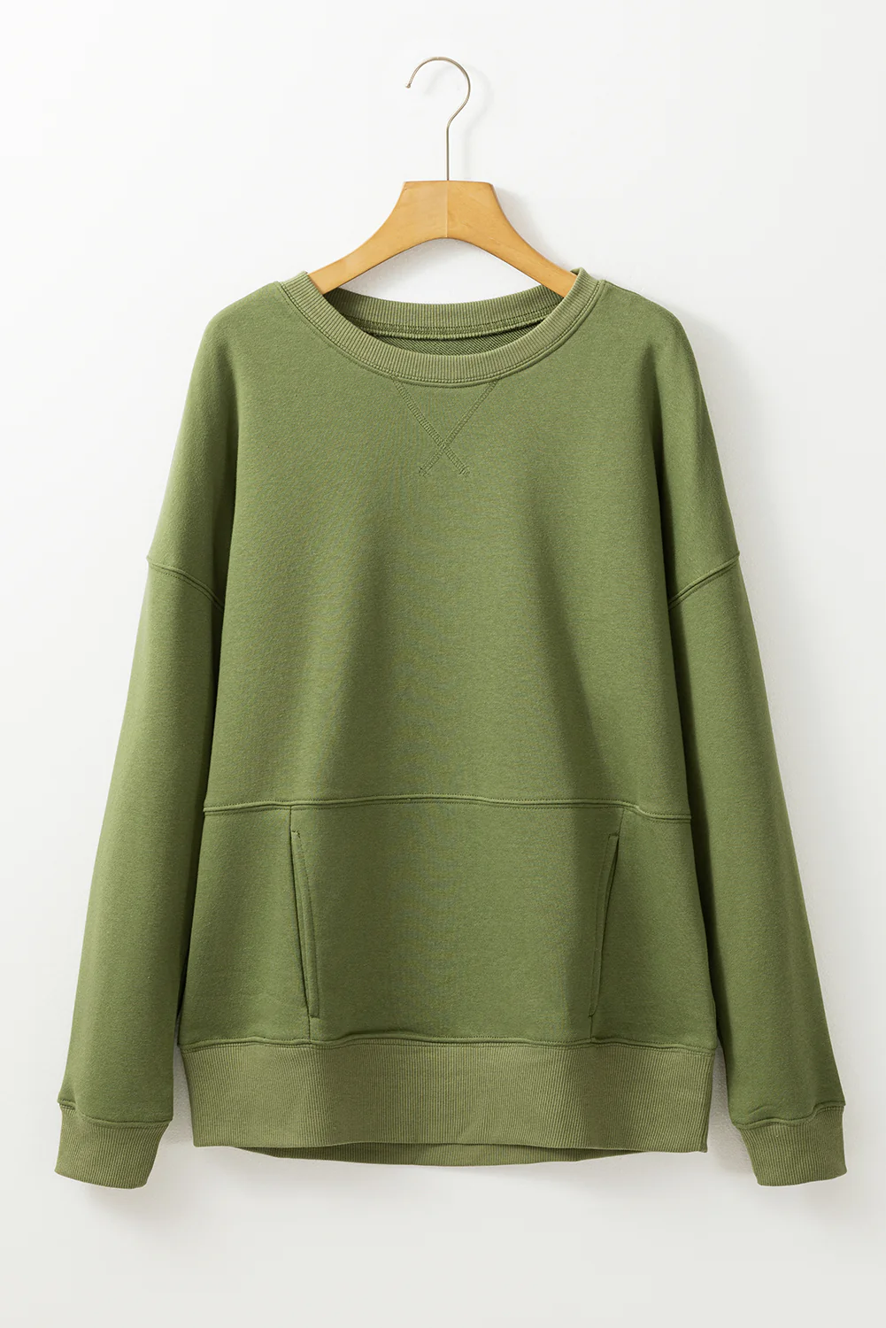 Solid Color Round Neck Long Sleeve Sweatshirt - Image 4