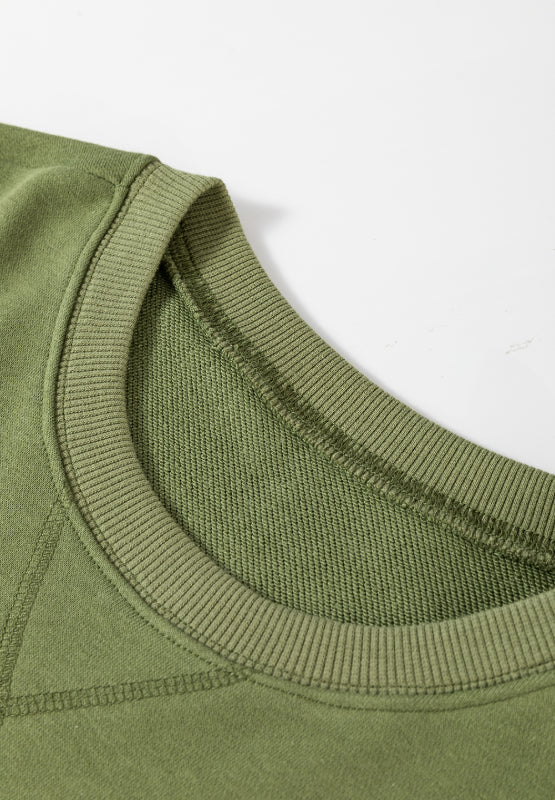 Solid Color Round Neck Long Sleeve Sweatshirt - Image 6