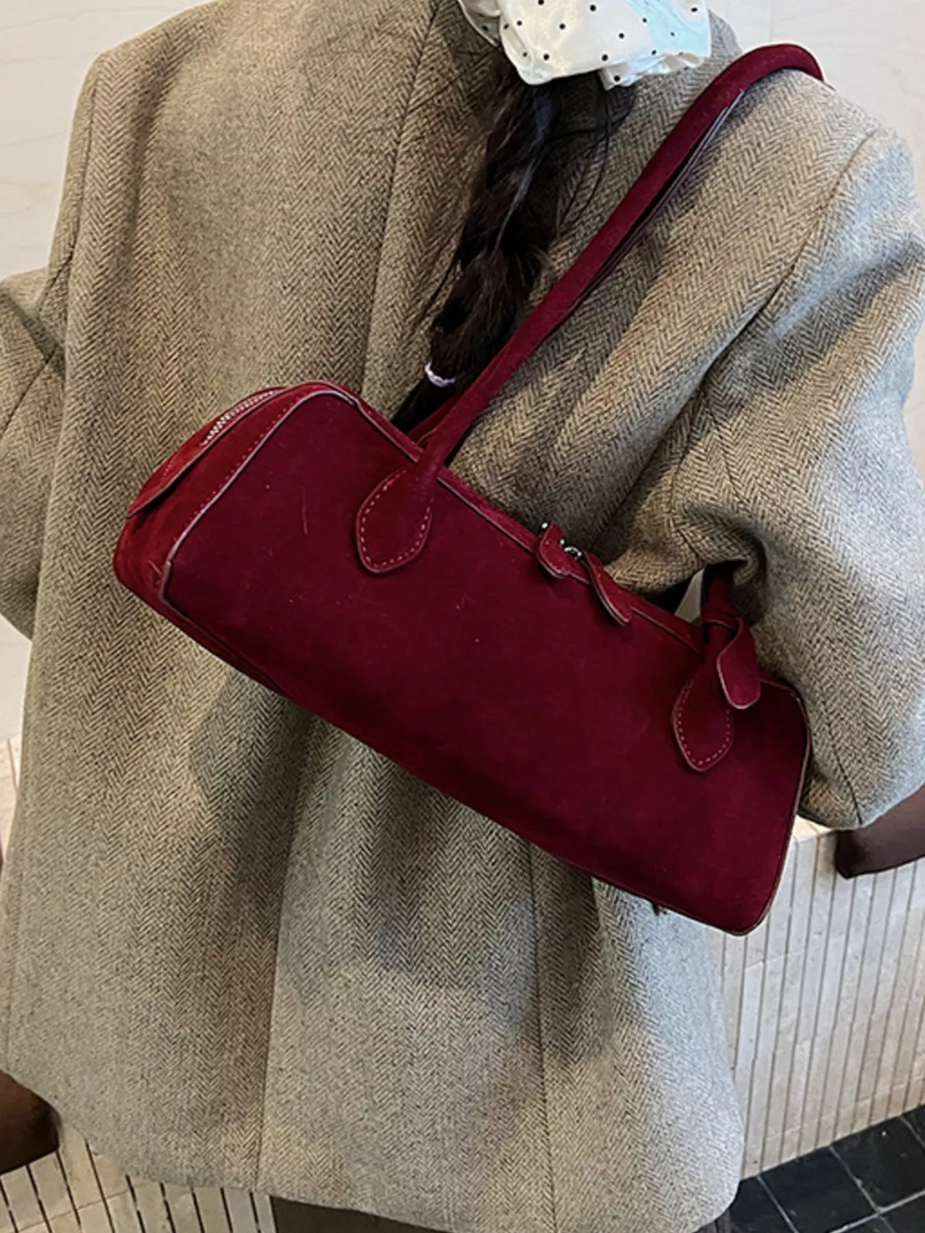 Solid Color Shoulder Bag - Image 4