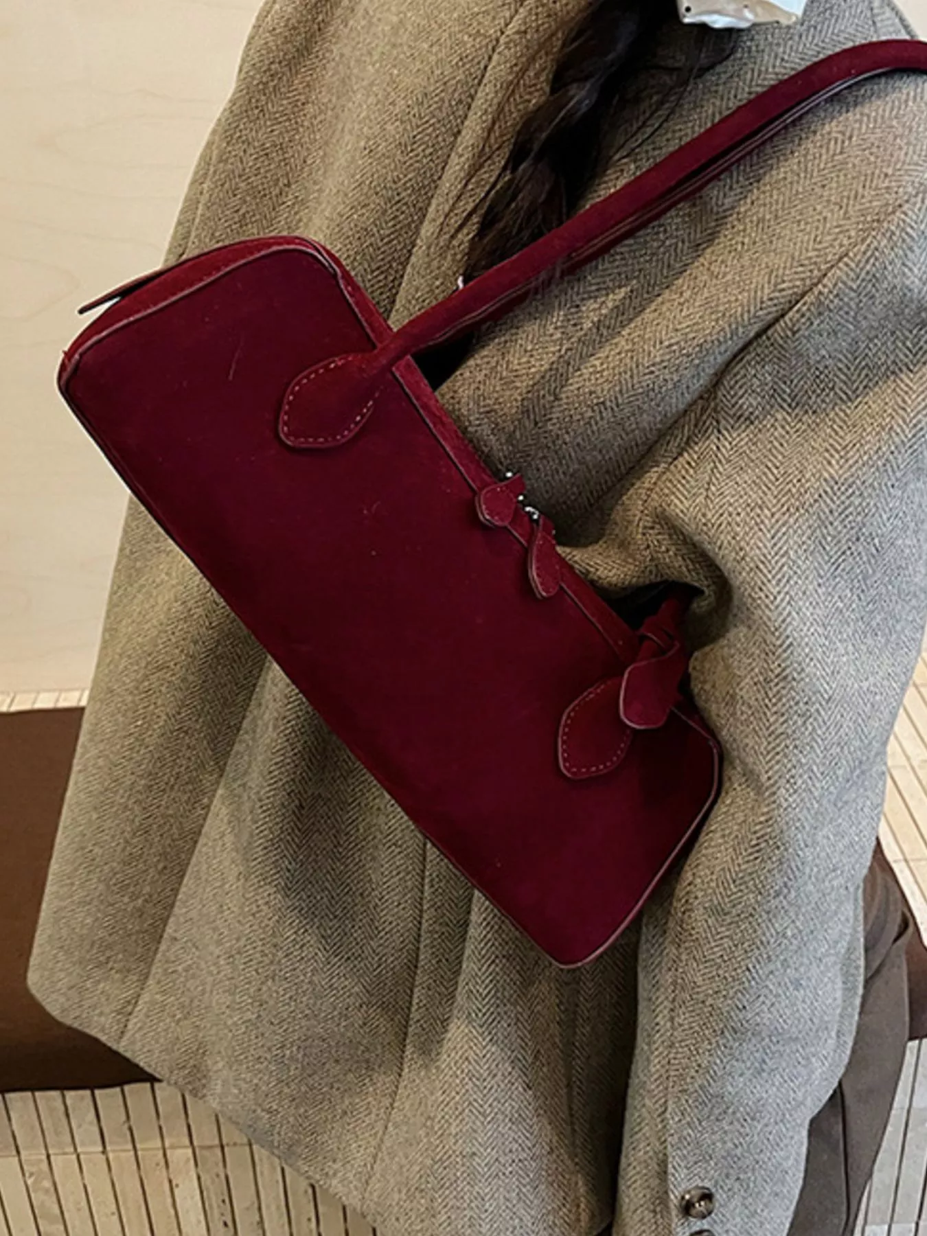 Solid Color Shoulder Bag - Image 5