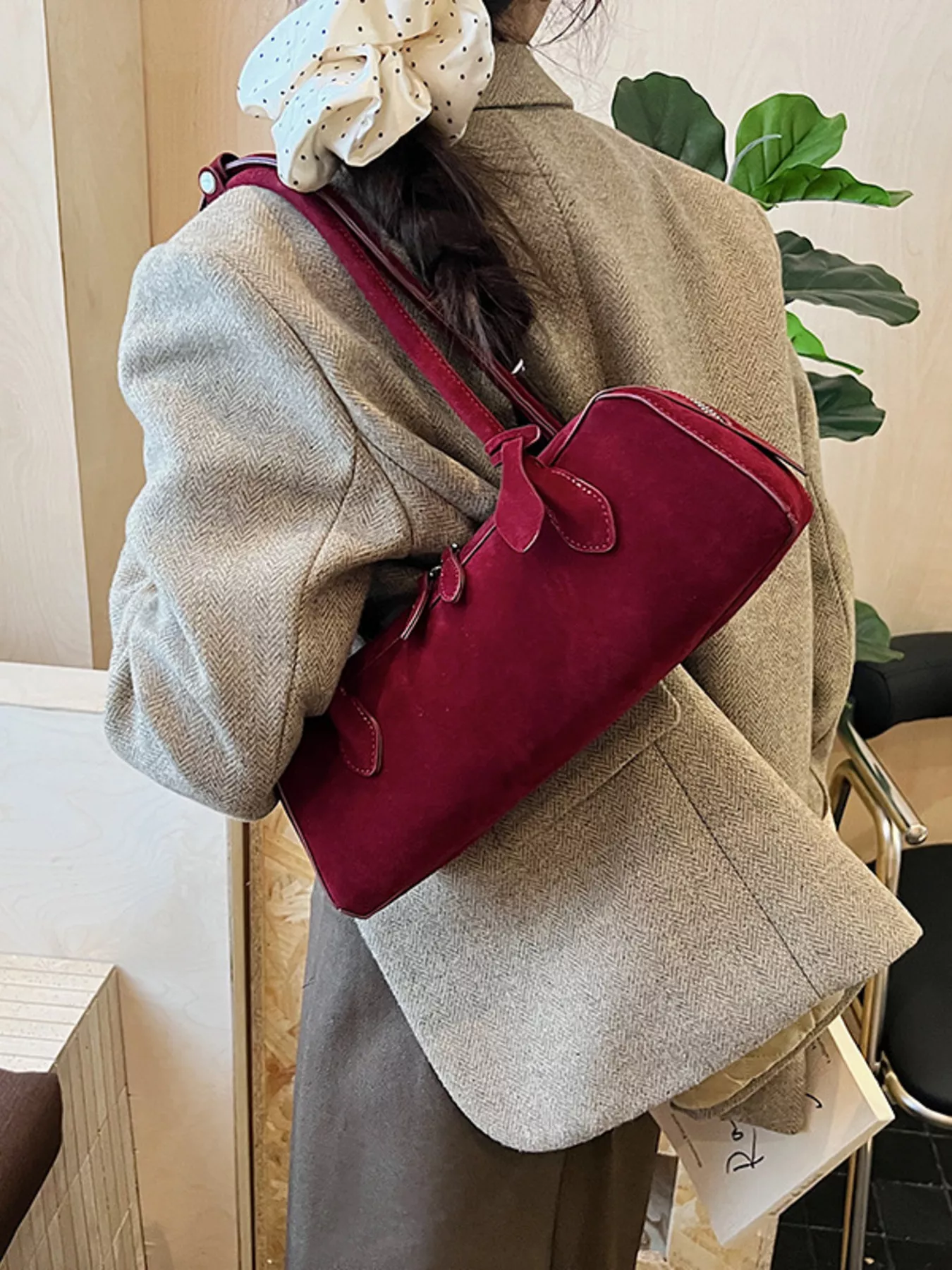 Solid Color Shoulder Bag - Image 6