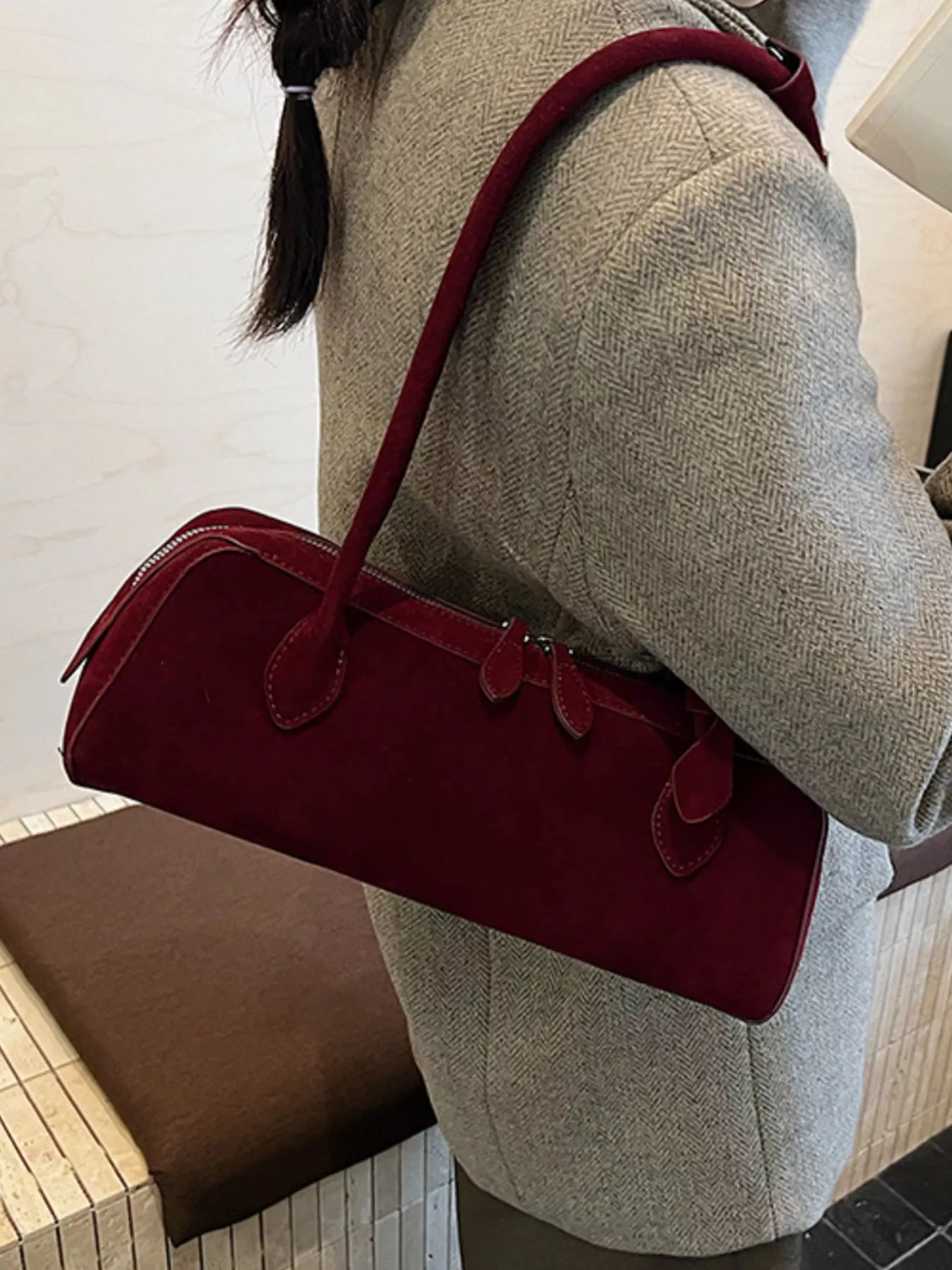 Solid Color Shoulder Bag - Image 7