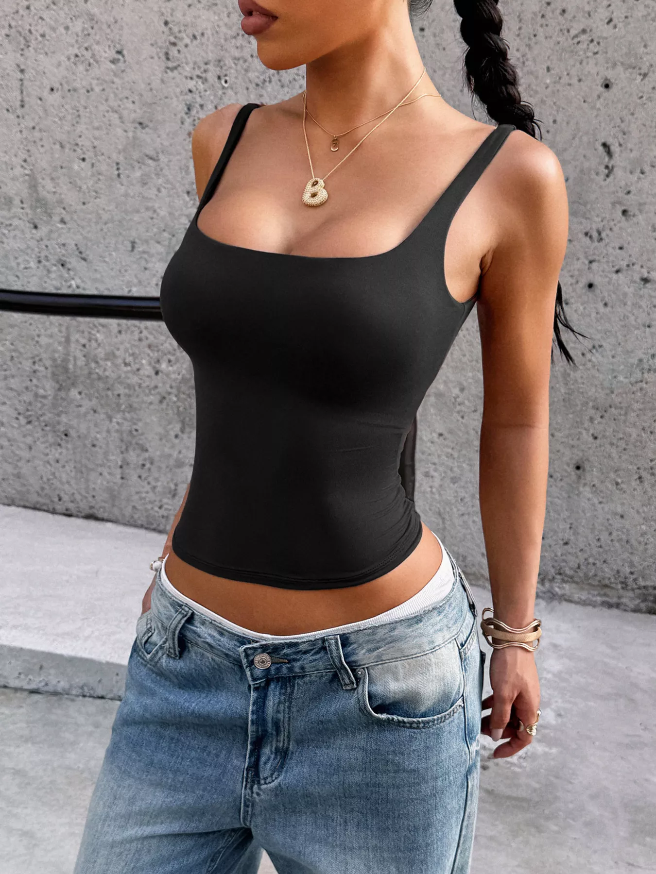 Solid Color Square Neck Tank - Image 2