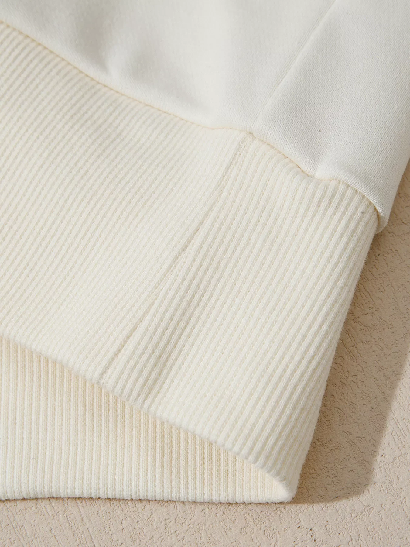 Solid Color Textured Sleeve Patchwork Half Zip Hoodie - Image 7