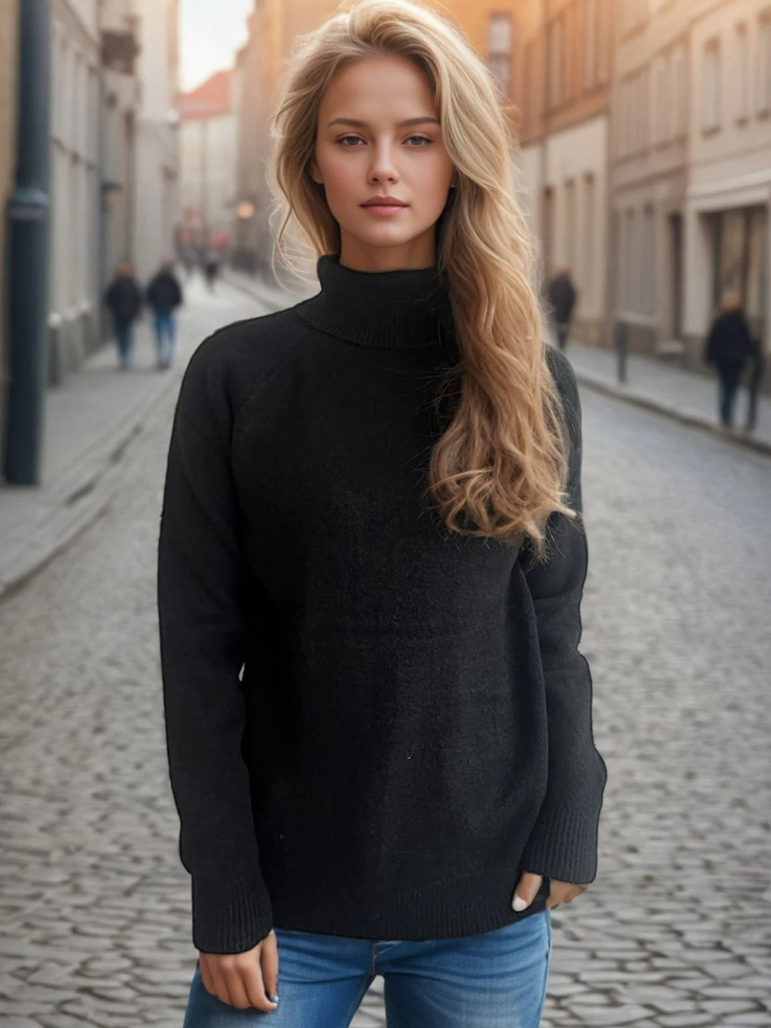 Solid Color Turtleneck Long Sleeve Sweater - Image 10