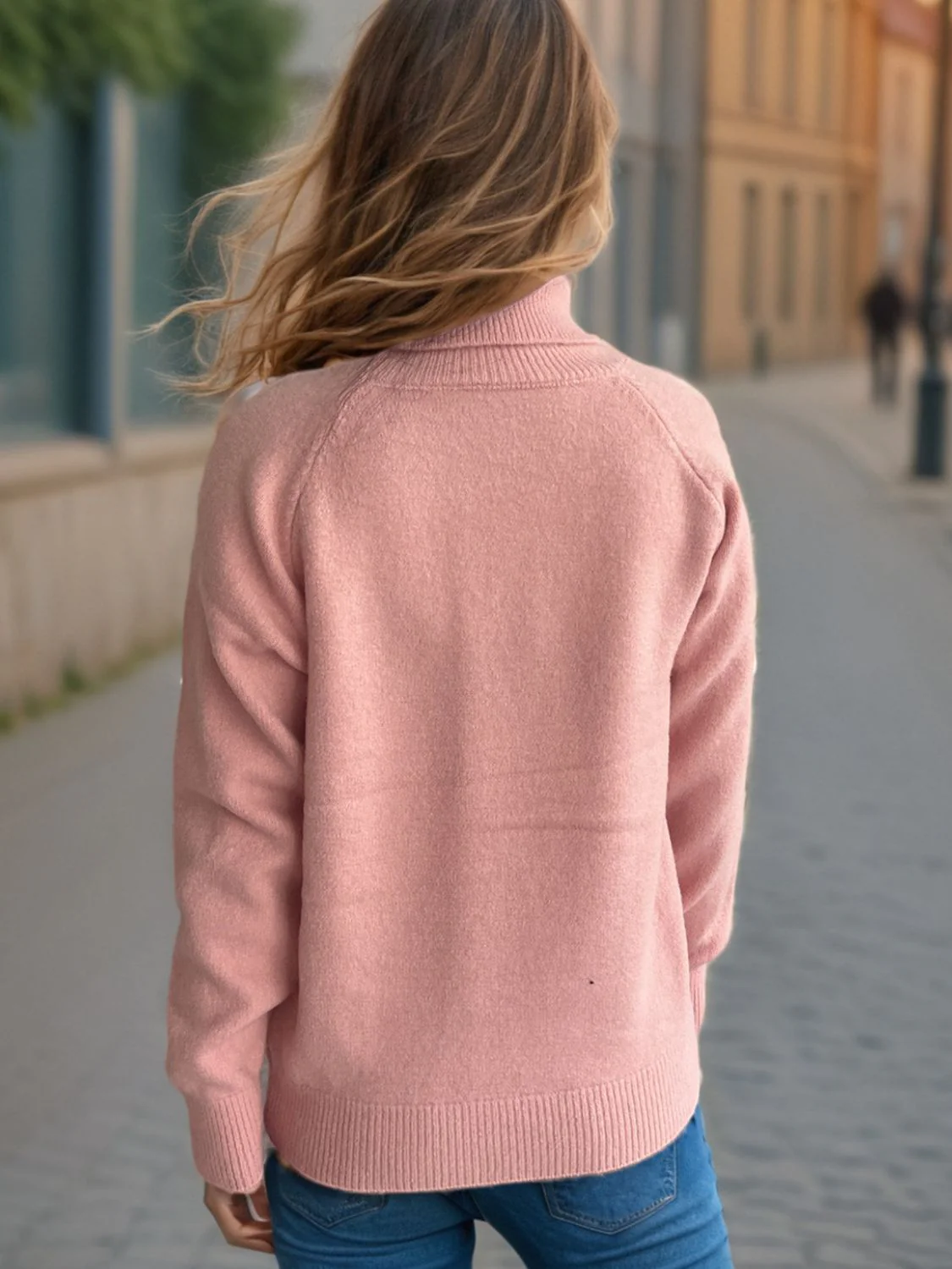 Solid Color Turtleneck Long Sleeve Sweater - Image 8