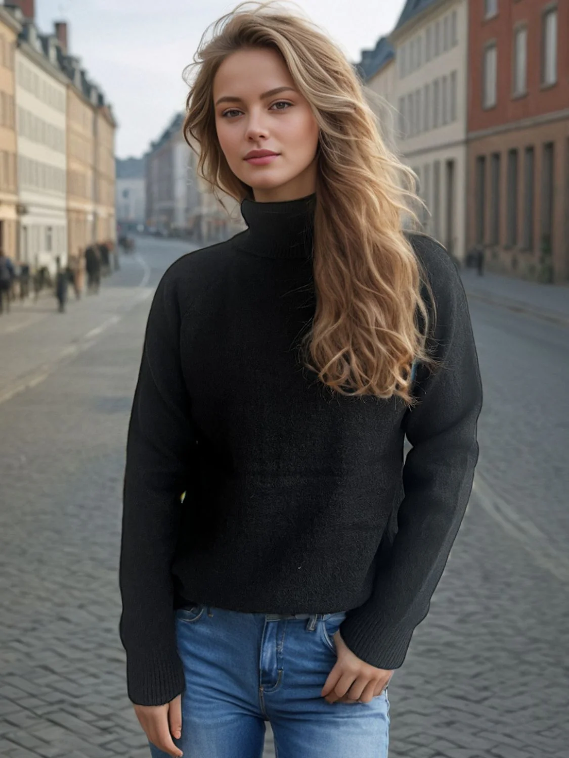 Solid Color Turtleneck Long Sleeve Sweater - Image 9