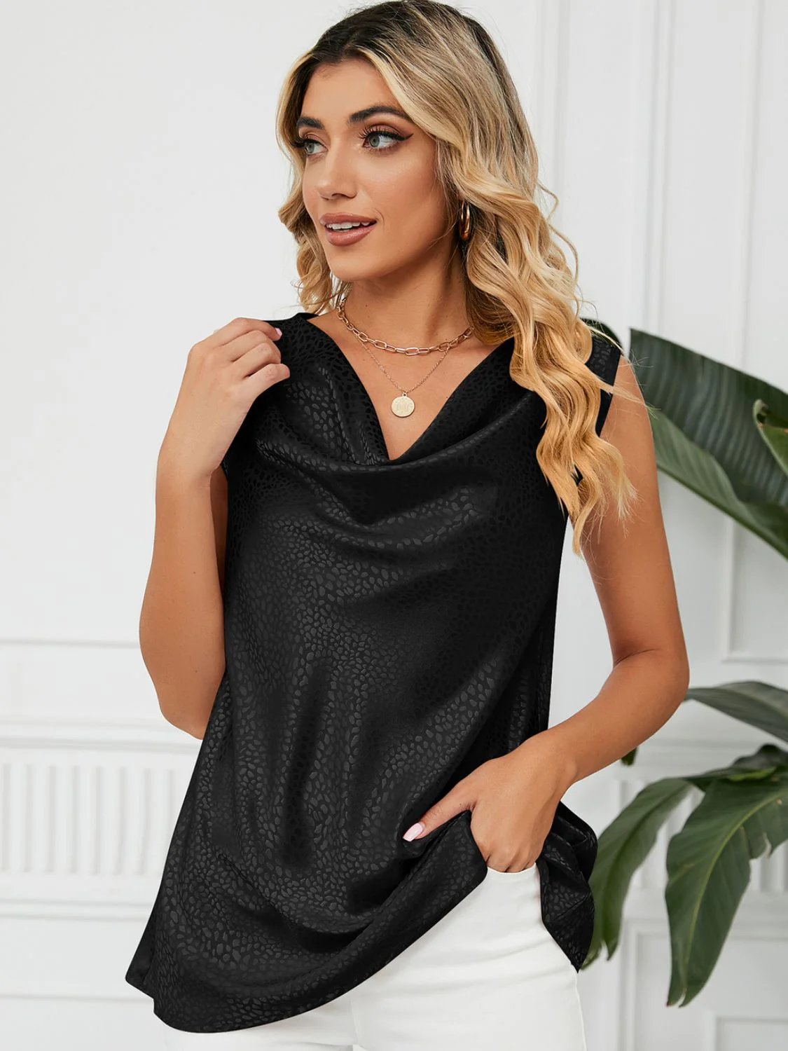 Solid Cowl Neck Top - Image 13