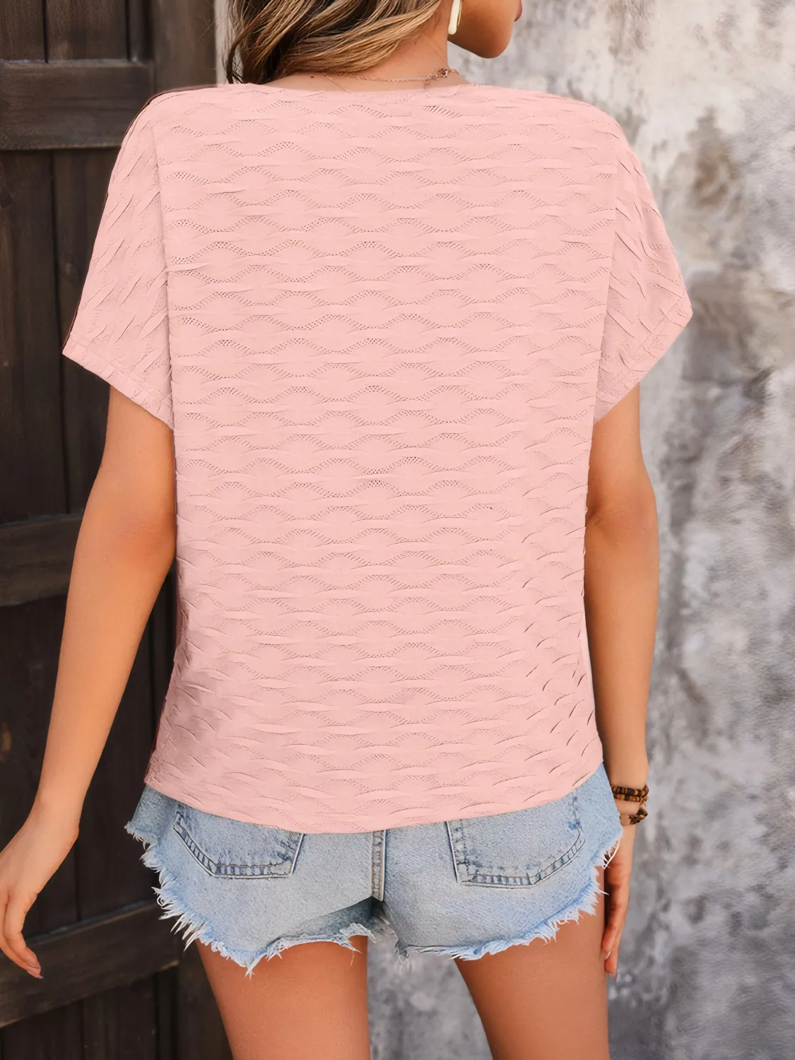 Solid Round Neck Short Sleeve T-Shirt - Image 3
