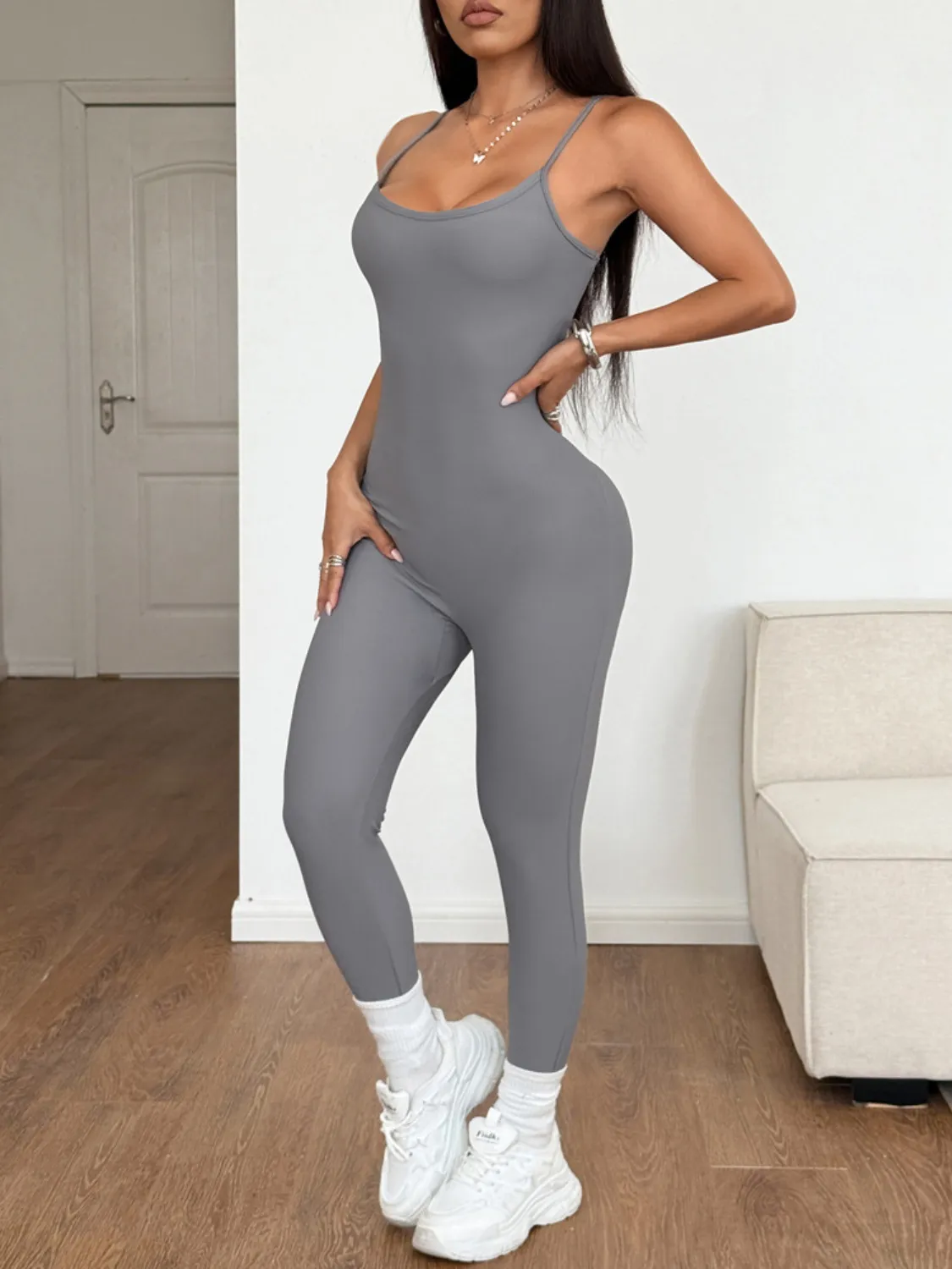 Spaghetti Strap Scoop Neck Bodycon Jumpsuit - Image 4