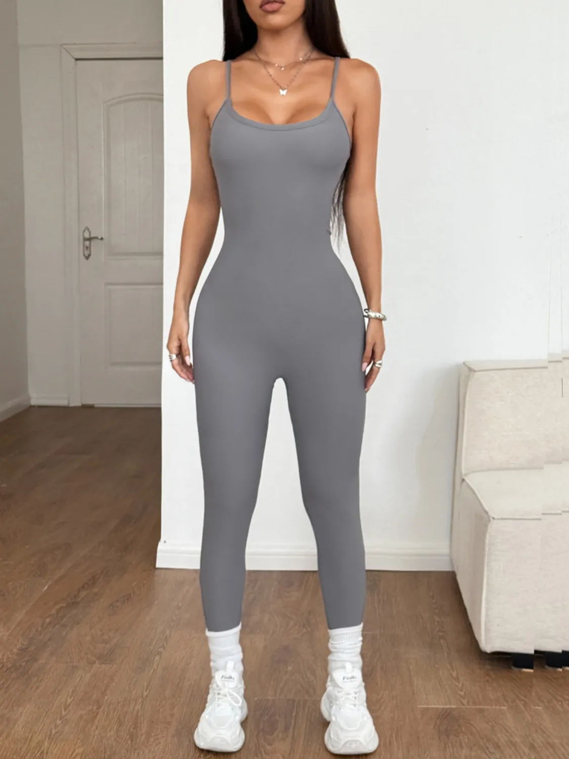 Spaghetti Strap Scoop Neck Bodycon Jumpsuit - Image 5