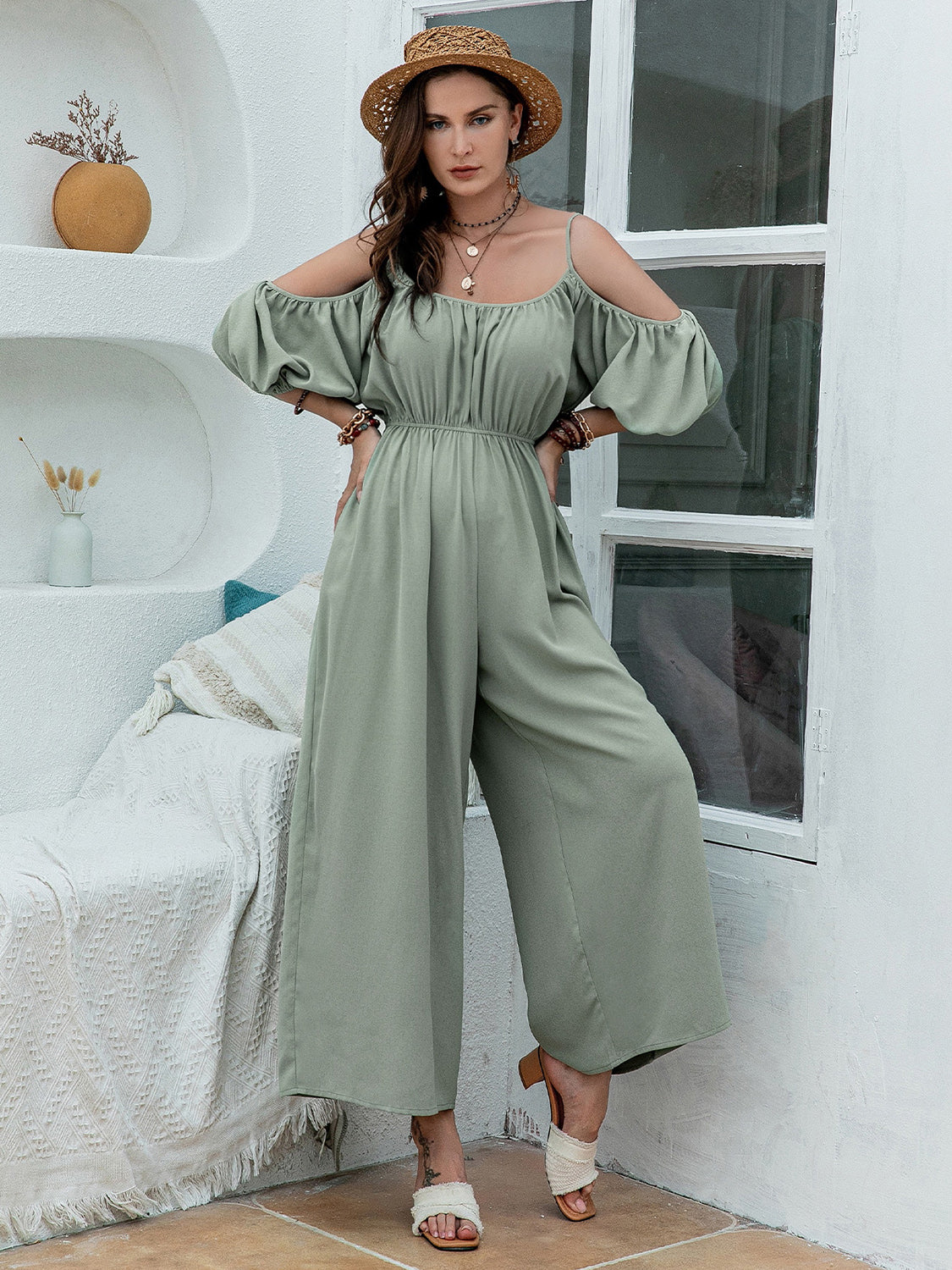 Spaghetti Strap Wide Leg Jumpsuit - Image 6