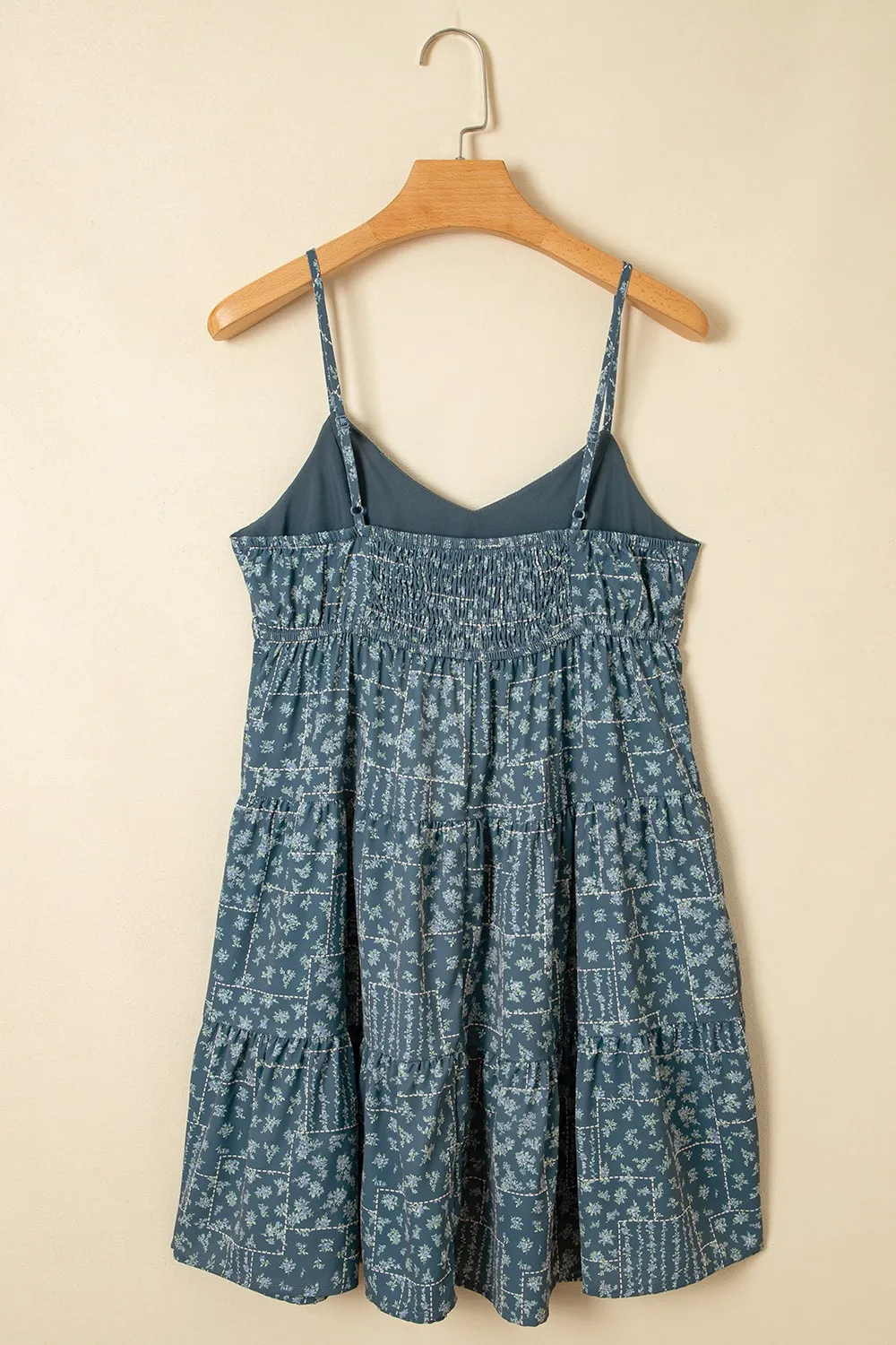 Spaghetti Straps Floral Print Knot Detail High Waist Flared Dress - Image 8
