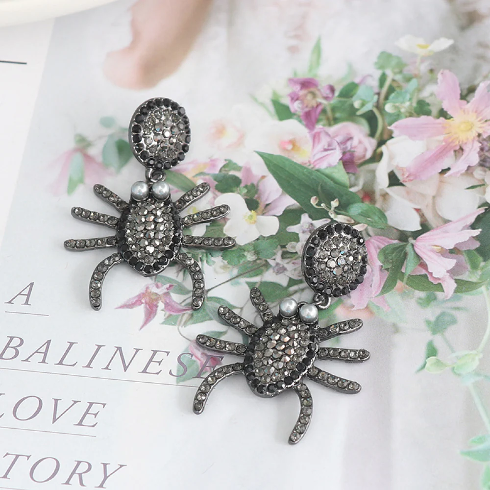 Spider Rhinestone Alloy Earrings - Image 2