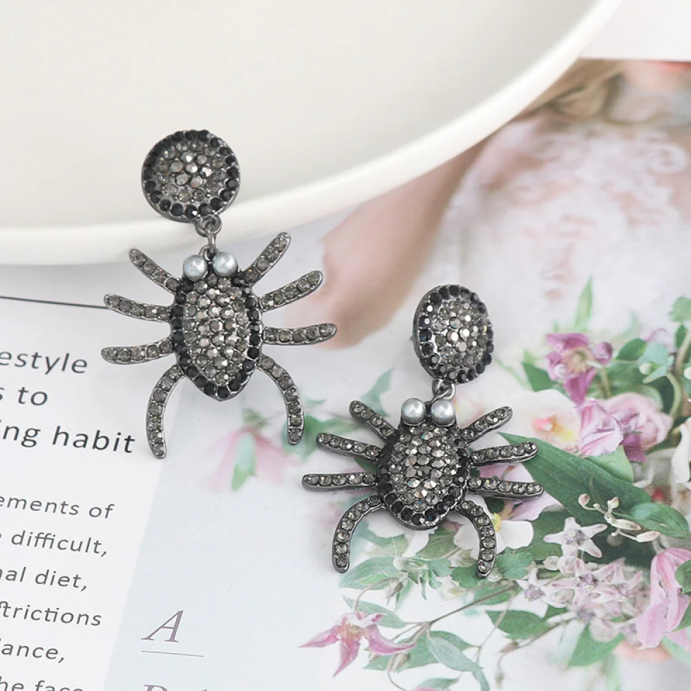 Spider Rhinestone Alloy Earrings - Image 3