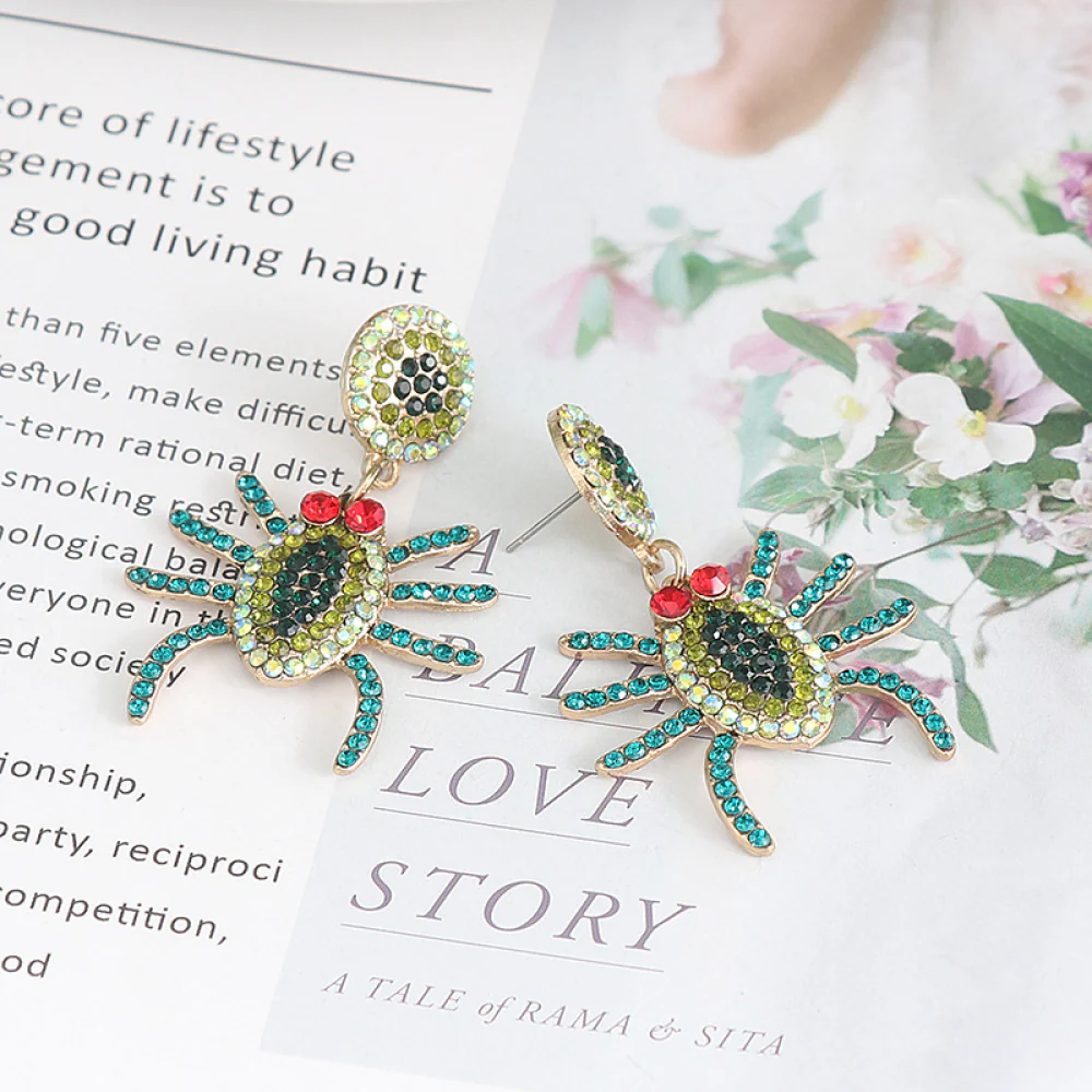 Spider Rhinestone Alloy Earrings - Image 5