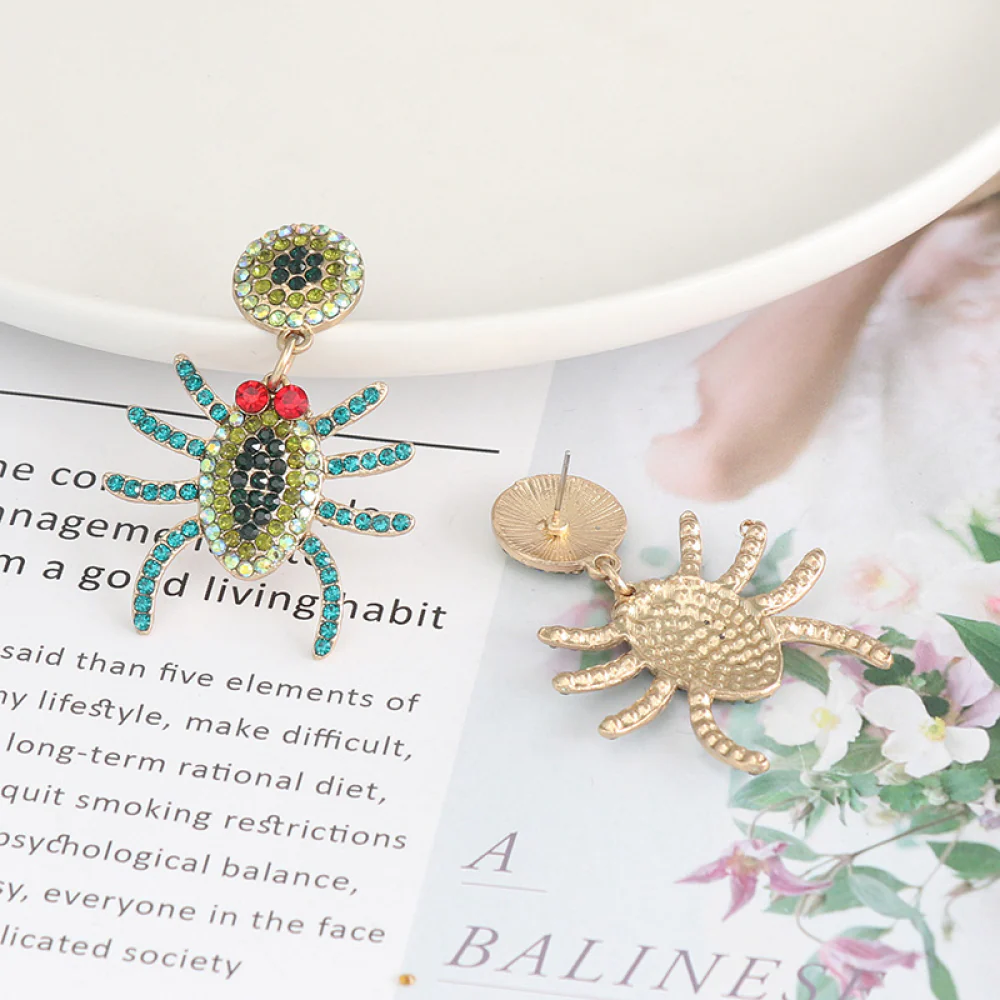 Spider Rhinestone Alloy Earrings - Image 6
