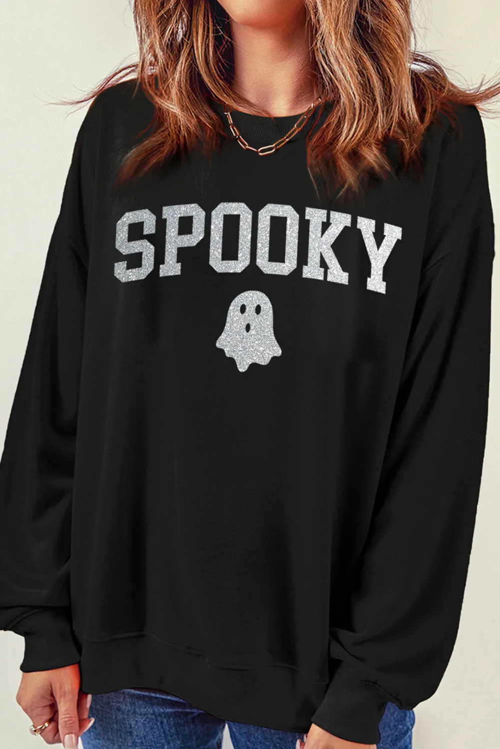 SPOOKY Round Neck Long Sleeve Sweatshirt - Image 3