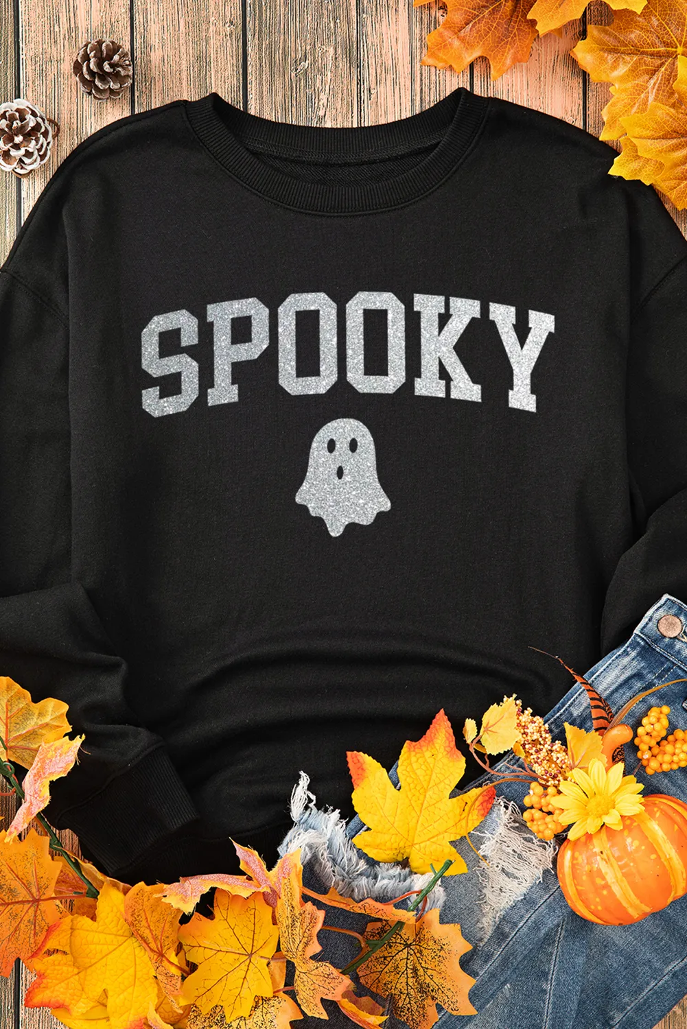 SPOOKY Round Neck Long Sleeve Sweatshirt - Image 5