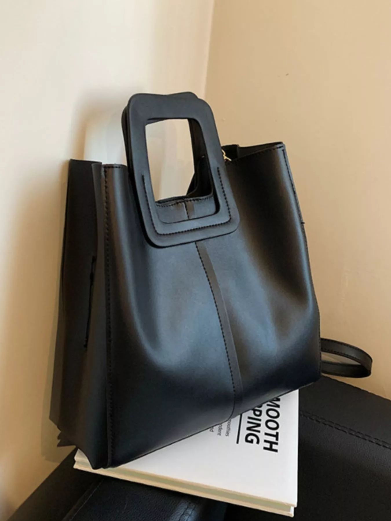 Square Handle PU Leather Crossbody Bag - Image 2