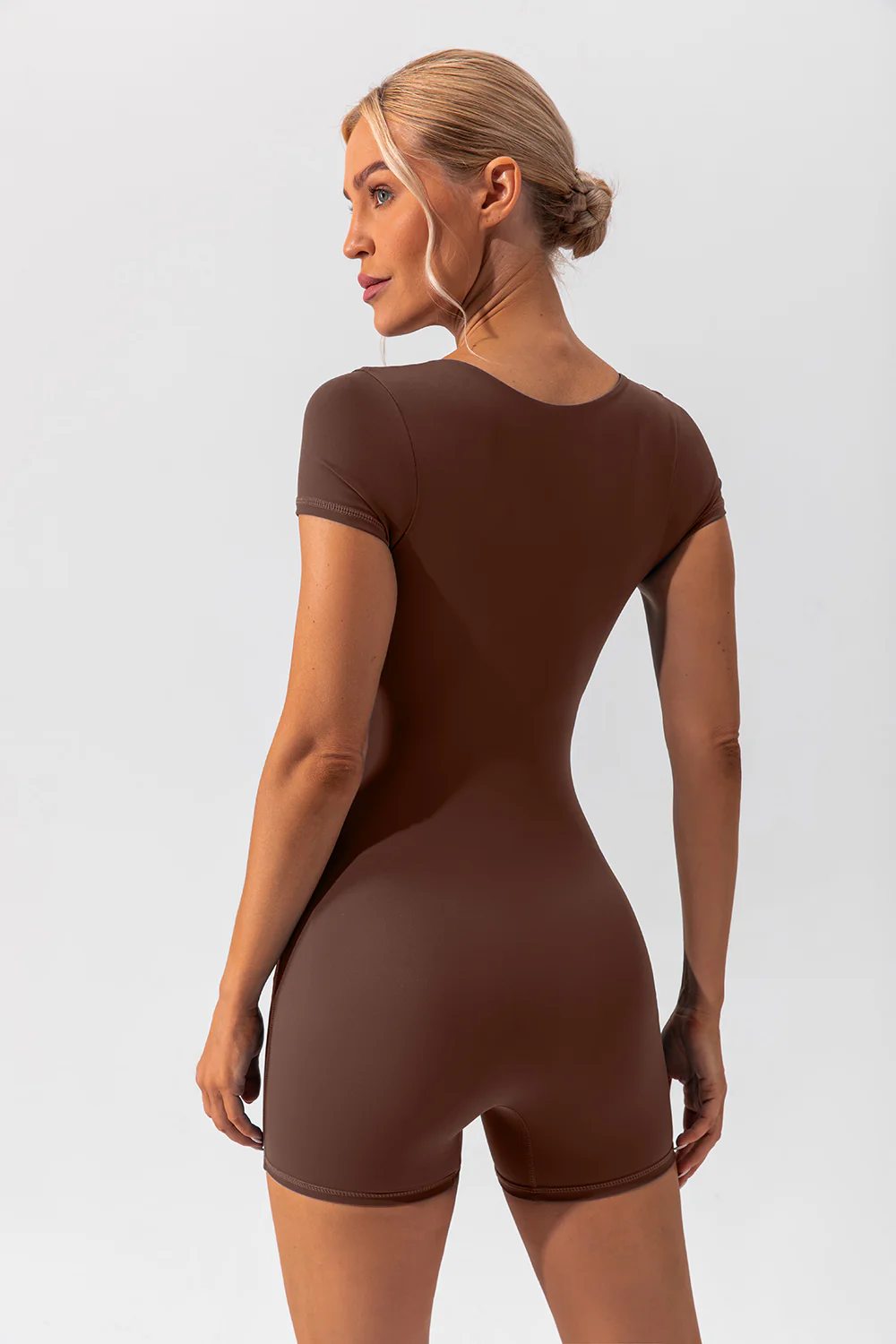 Square Neck Cap Sleeve Active Romper - Image 7