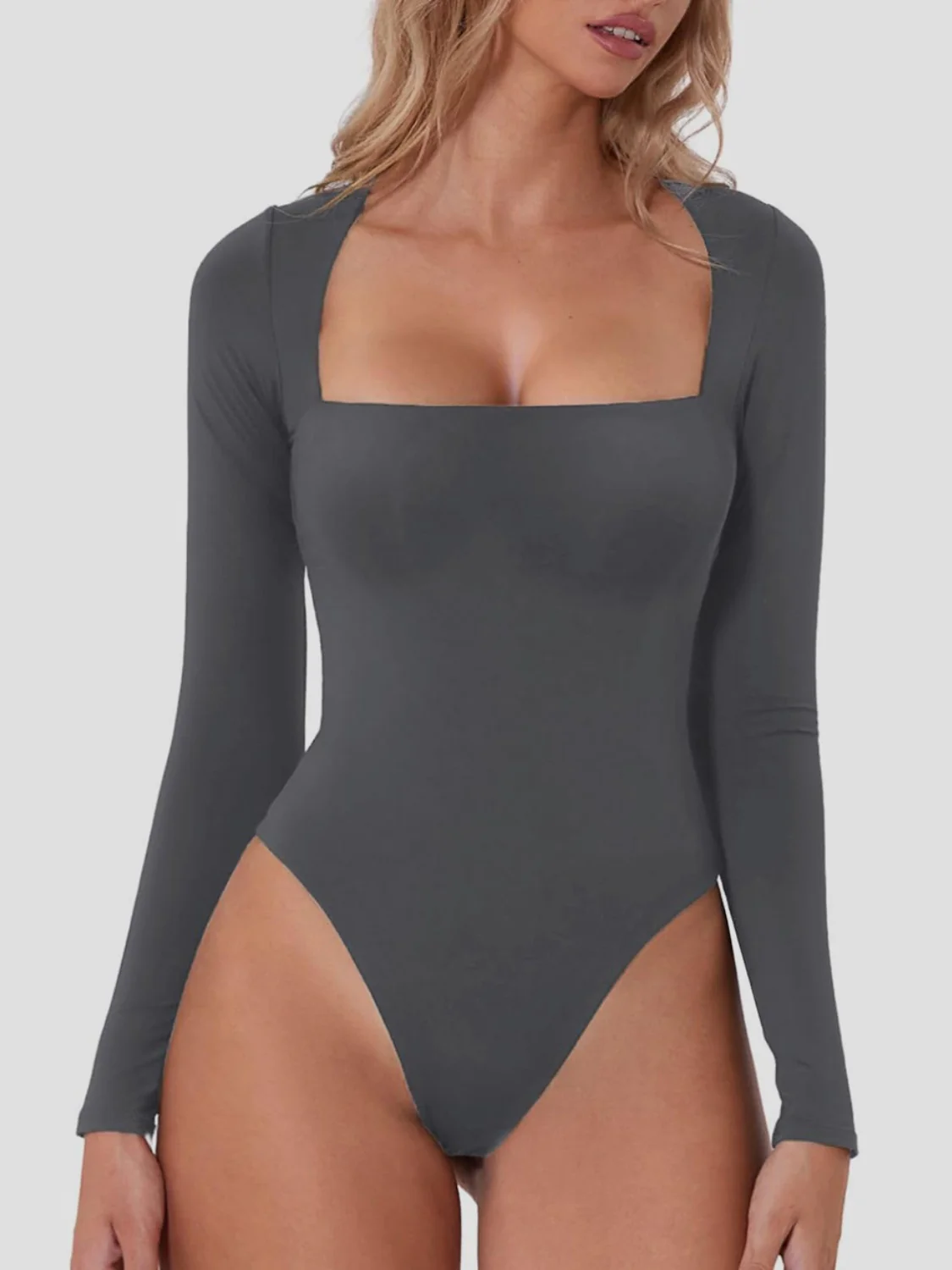 Square Neck Long Sleeve Bodysuit - Image 9