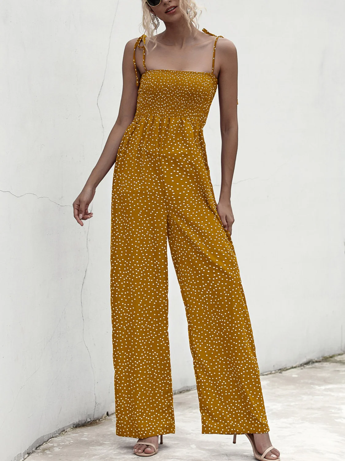 Square Neck Spaghetti Strap Jumpsuit - Image 5